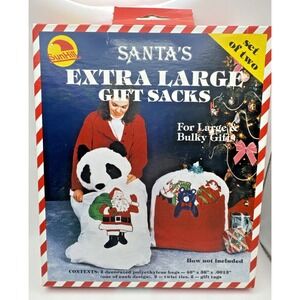 Vintage 90's‎ Extra Large Gift Sacks Cloth Christmas Gift Bags New In Box